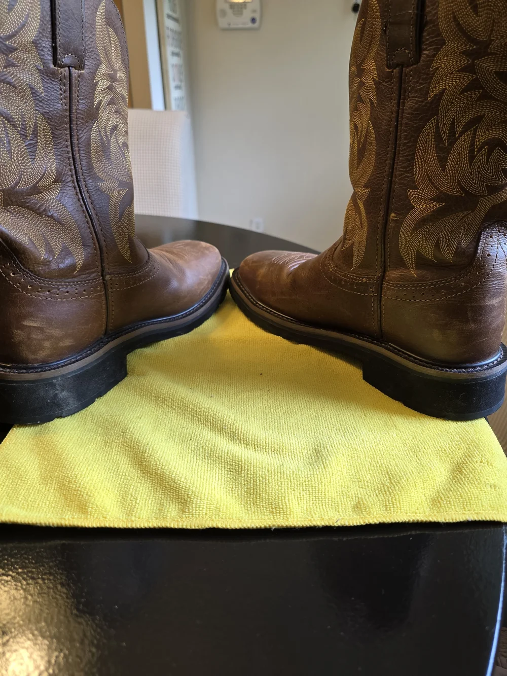 Justin Stampede Handler Comp Toe Cowboy Work Boots Mens Size 7D Brown Leather